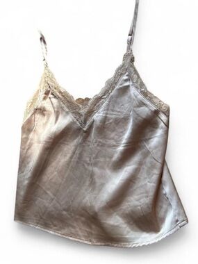 Y2K Lace Trim Satin Cami Top Rose Gold Champagne Woman’s Size Small